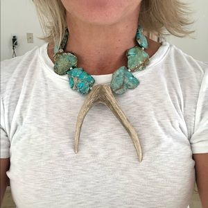 Turquoise and antler necklace